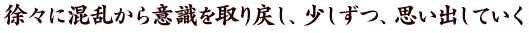 徐々に混乱から意識を取り戻し、少しずつ、思い出していく