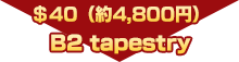 $40（約4,800円）B2 tapestry