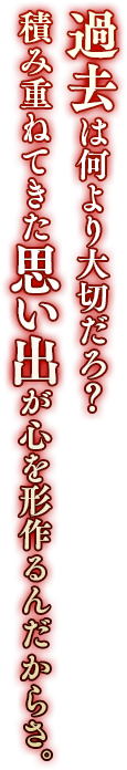 過去は何より大切だろ？　積み重ねてきた思い出が心を形作るんだからさ。