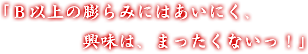 「Ｂ以上の膨らみにはあいにく、興味は、まったくないっ！」