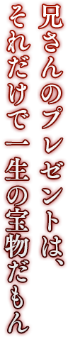 「兄さんのプレゼントは、それだけで一生の宝物だもん」